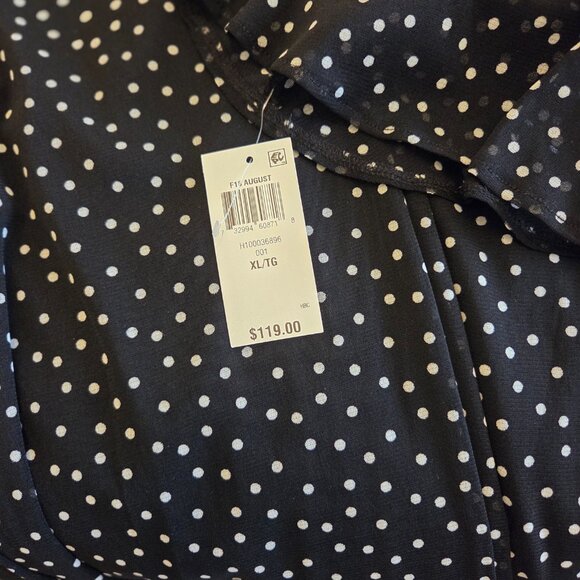 INC Black with white polka dots. Sheer bell sleeve zippered back. Size XL. NWT - Picture 7 of 7